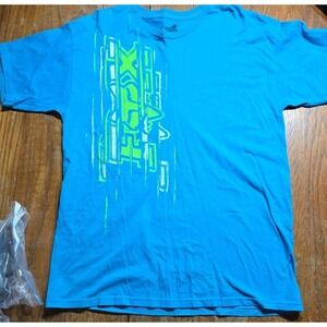 Vintage‎ fox racing graphic y2k logo 2000s style t shirt  Blue Men's Large
